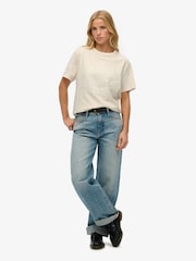 Superdry White Oversized Athletic Tonal 100% Cotton T-Shirt - Image 3 of 6
