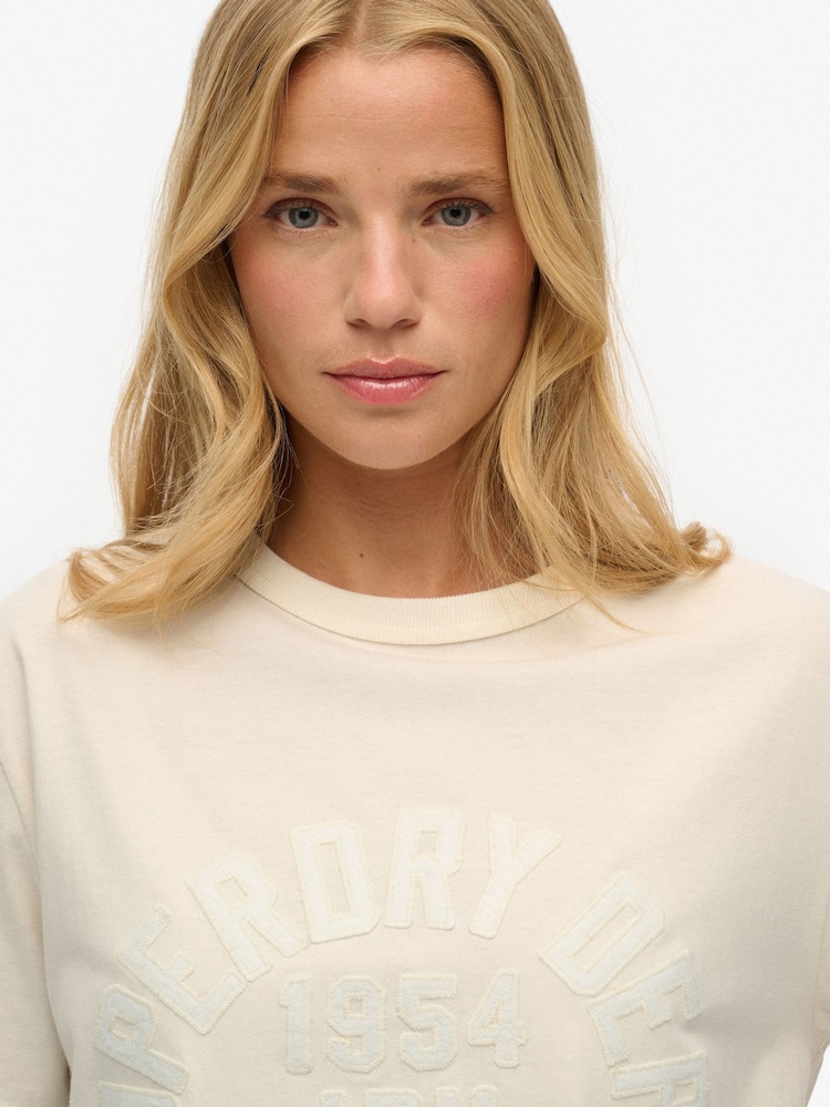 Superdry White Oversized Athletic Tonal 100% Cotton T-Shirt - Image 4 of 6