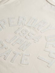 Superdry White Oversized Athletic Tonal 100% Cotton T-Shirt - Image 6 of 6