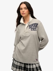 Superdry Grey Oversized Athletic Rugby 100% Cotton Sweat Top - Image 1 of 6