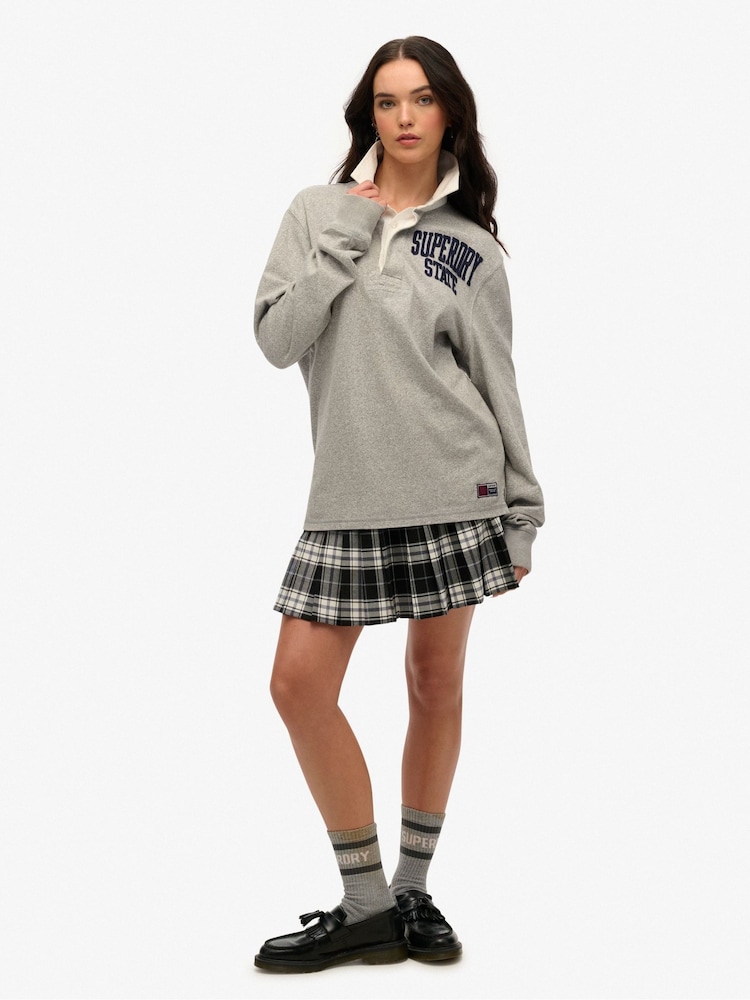 Superdry Grey Oversized Athletic Rugby 100% Cotton Sweat Top - Image 3 of 6