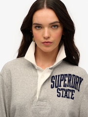 Superdry Grey Oversized Athletic Rugby 100% Cotton Sweat Top - Image 4 of 6