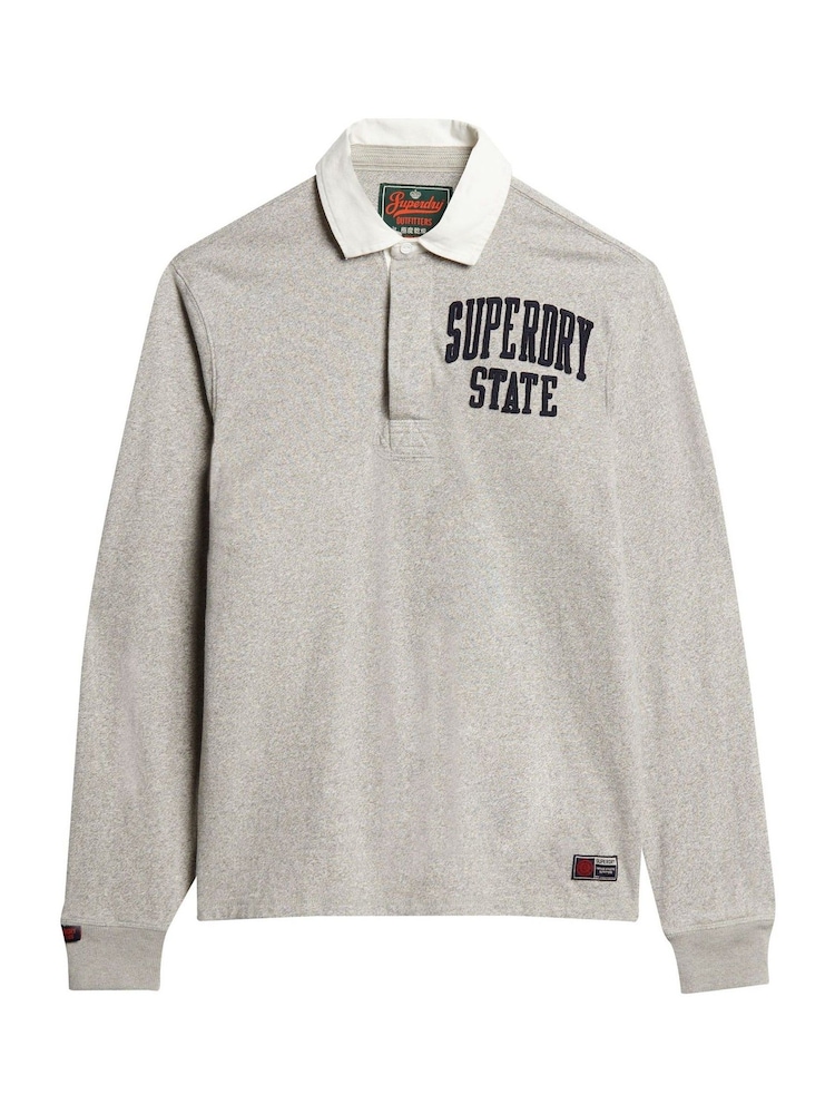 Superdry Grey Oversized Athletic Rugby 100% Cotton Sweat Top - Image 5 of 6