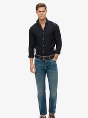 Superdry Blue Embroidered Vacation 100% Linen Shirt - Image 1 of 4