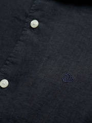 Superdry Blue Embroidered Vacation 100% Linen Shirt - Image 4 of 4
