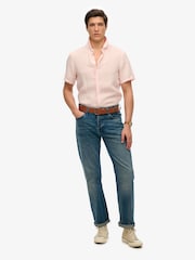 Superdry Pink Embroidered Vacation 100% Linen Shirt - Image 3 of 5
