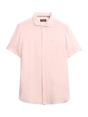 Superdry Pink Embroidered Vacation 100% Linen Shirt - Image 4 of 5