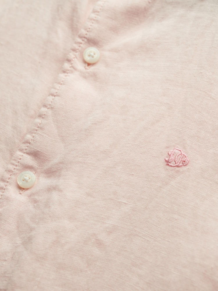 Superdry Pink Embroidered Vacation 100% Linen Shirt - Image 5 of 5