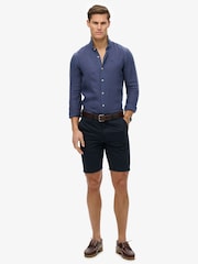 Superdry Blue Embroidered Vacation 100% Linen Shirt - Image 2 of 5