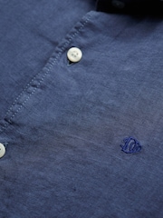 Superdry Blue Embroidered Vacation 100% Linen Shirt - Image 5 of 5