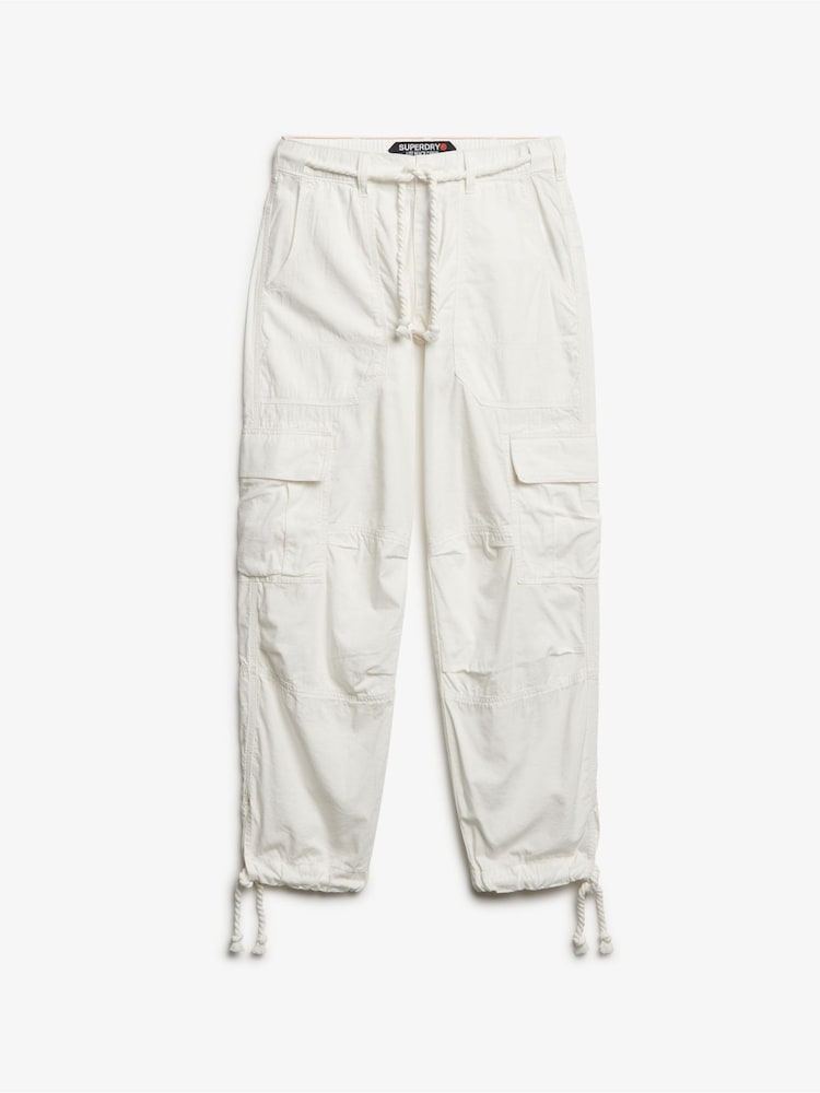 Superdry White Lightweight Beach Cargo Joggers - Image 6 of 6