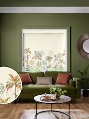 Sara Miller Light Stone Natural Palm Garden Border Made to Measure Roller Blind - Image 1 of 6