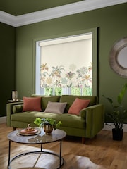 Sara Miller Light Stone Natural Palm Garden Border Made to Measure Roller Blind - Image 2 of 6