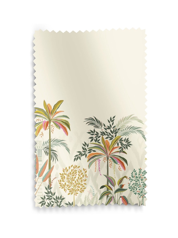 Sara Miller Light Stone Natural Palm Garden Border Made to Measure Roller Blind - Image 6 of 6