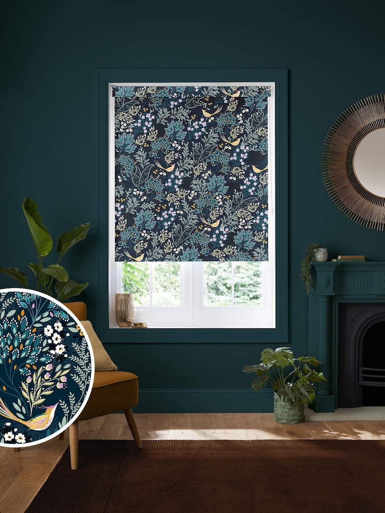 Sara Miller Teal Songbird Made to Measure Roller Blind - Image 1 of 6