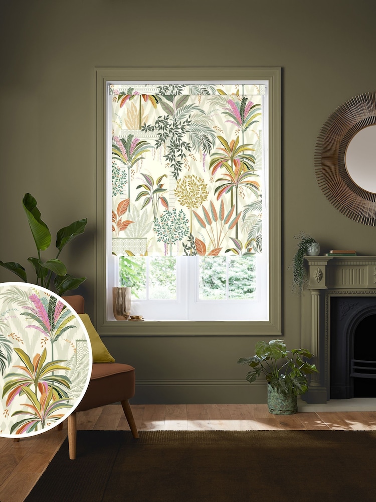 Sara Miller Light Stone Natural Palm Garden Made to Measure Roller Blind - Image 1 of 6