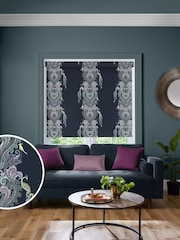Sara Miller Petrol Blue Peacock Filigree Made to Measure Roller Blind - Image 1 of 6
