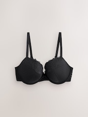 ブラック - DD+ レース 薄手パッド入り プランジ ブラジャー - 画像 5 / 7