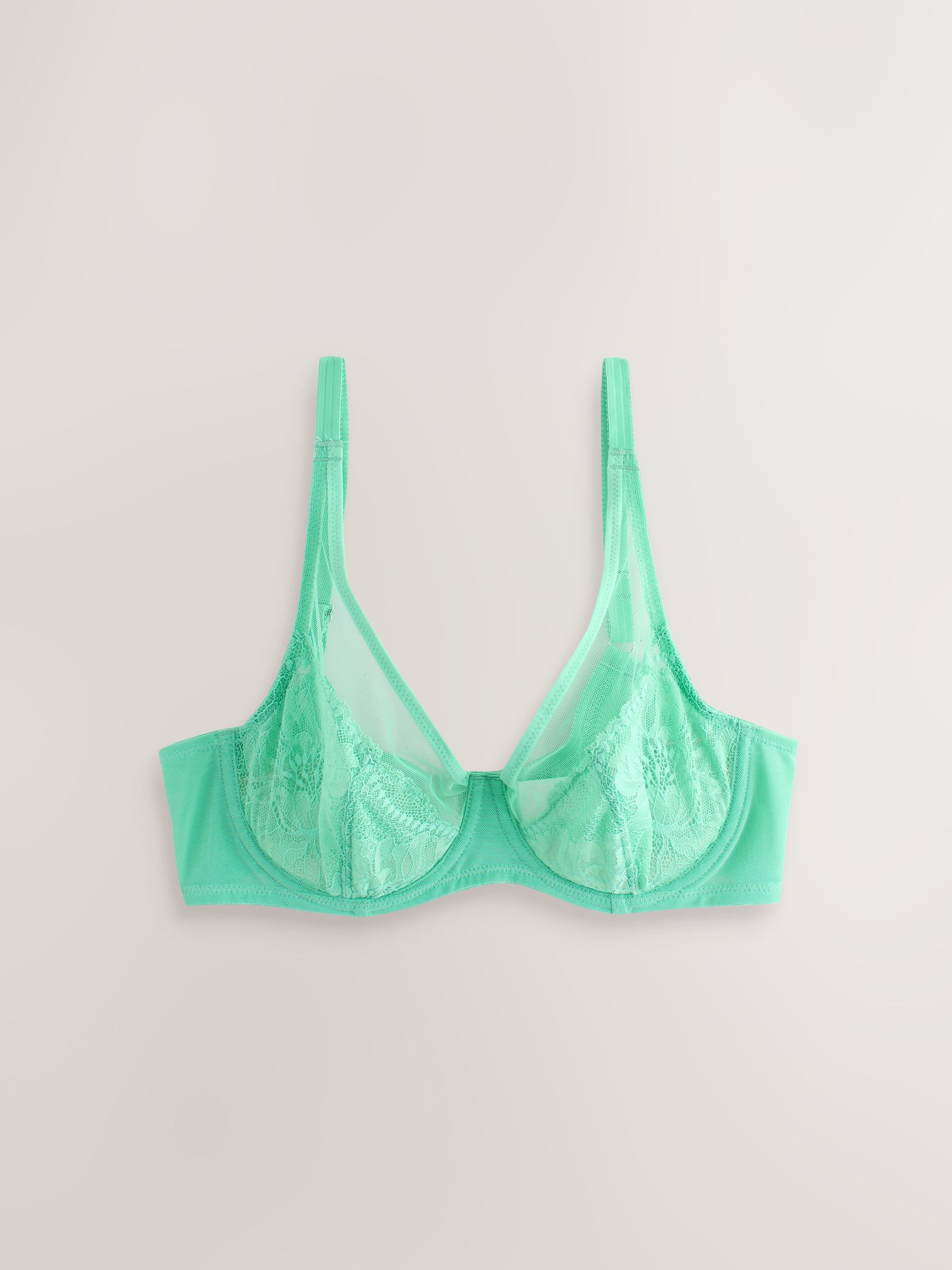 Buy Pink/Green/Cream DD+ Non Padded Full Cup Lace Bras 3 Pack from
