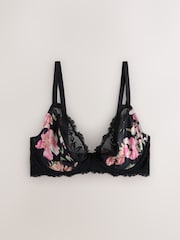 Black Floral/Pink DD+ Non Pad Plunge Bras 2 Pack - Image 12 of 14