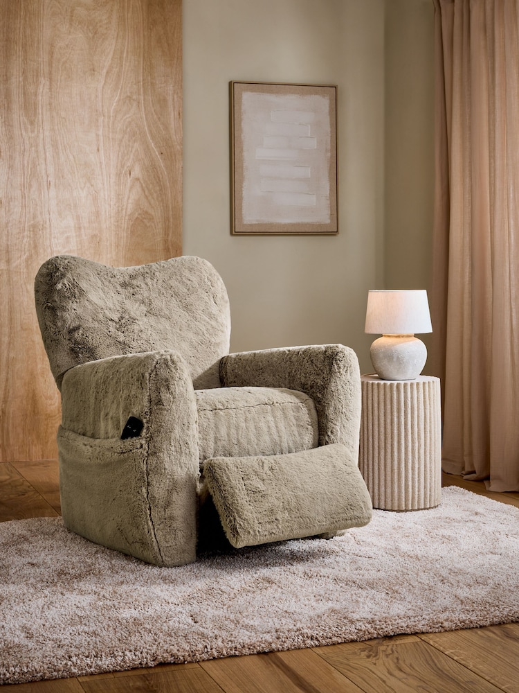 Oslo Faux Fur Mink Brown Wilson Highback Riser Recliner Armchair - Image 2 of 14