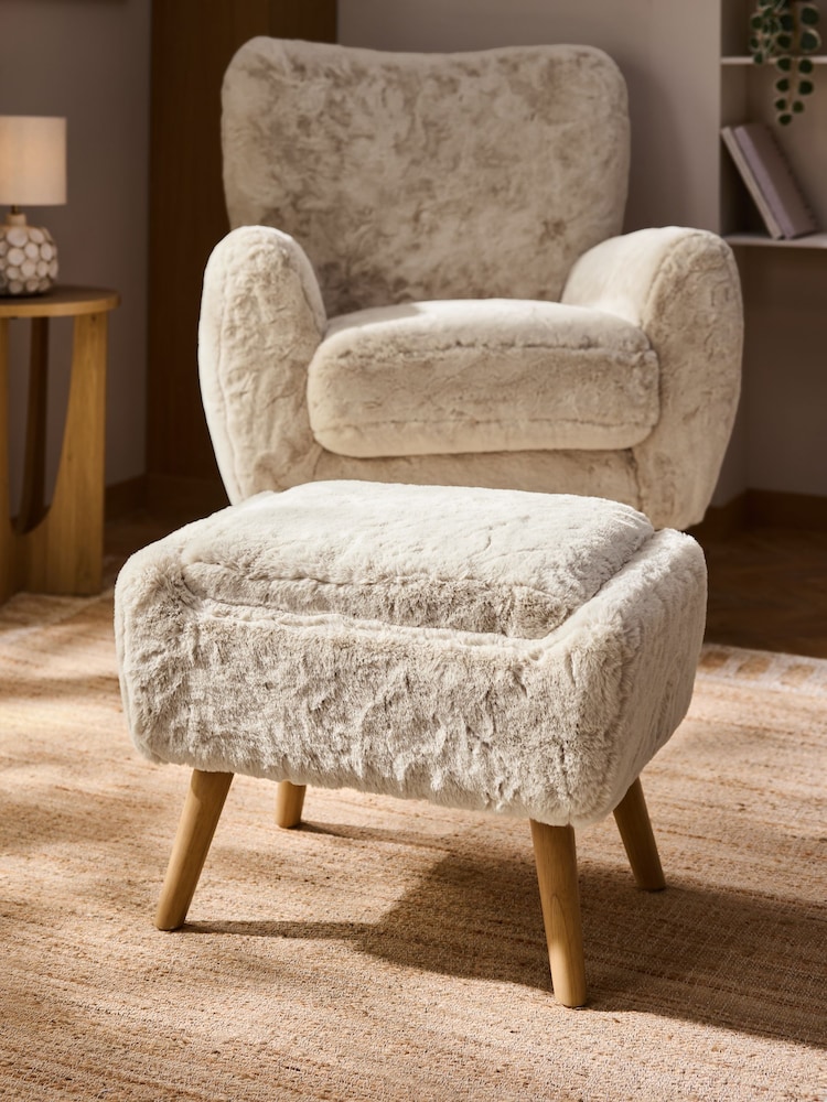 Oslo Faux Fur Light Natural Wilson Storage Footstool - Image 1 of 10 Oslo Faux Fur Light Natural Wilson Storage Footstool - Image 1 of 10