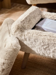 Oslo Faux Fur Light Natural Wilson Storage Footstool - Image 5 of 10