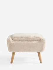 Oslo Faux Fur Light Natural Wilson Storage Footstool - Image 6 of 10