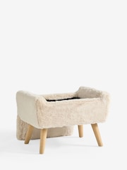 Oslo Faux Fur Light Natural Wilson Storage Footstool - Image 7 of 10