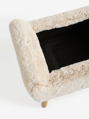 Oslo Faux Fur Light Natural Wilson Storage Footstool - Image 9 of 10
