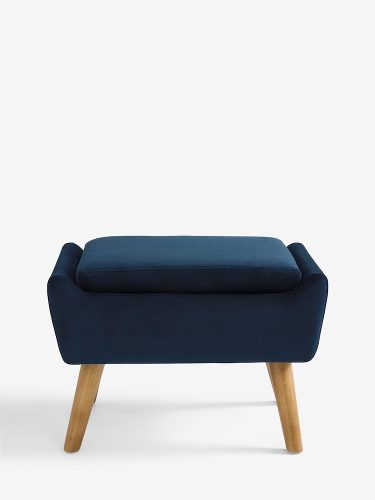 Soft Velvet Navy Blue Wilson Storage Footstool - Image 1 of 4 Soft Velvet Navy Blue Wilson Storage Footstool - Image 1 of 4