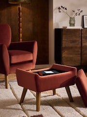 Soft Velvet Rust Brown Wilson Storage Footstool - Image 2 of 7