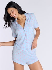 Boux Avenue Blue Strawberry Modal Short Pyjamas Set - صورة 1 من 5