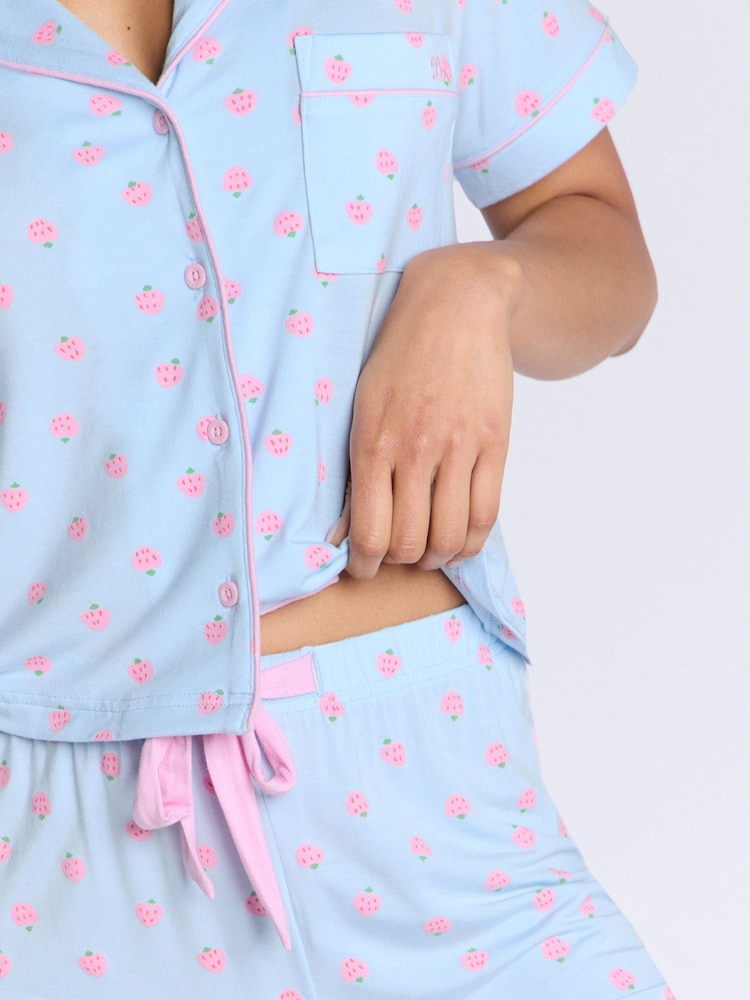 Boux Avenue Blue Strawberry Modal Short Pyjamas Set - صورة 5 من 5
