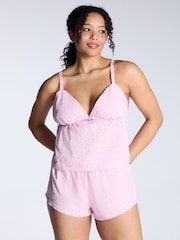 Boux Avenue Pink Broderie 100% Cotton Cami & Short Pyjamas Set - Image 1 of 5