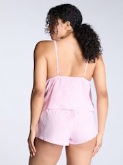 Boux Avenue Pink Broderie 100% Cotton Cami & Short Pyjamas Set - Image 3 of 5