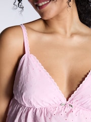 Boux Avenue Pink Broderie 100% Cotton Cami & Short Pyjamas Set - Image 5 of 5