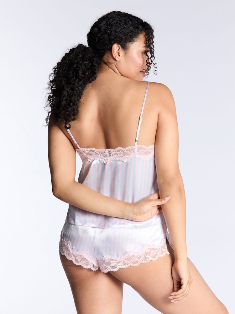 Boux Avenue Light Blue Amelia Satin Stripe Cami & Short Pyjamas Set - Image 3 of 5