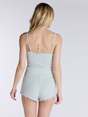 Boux Avenue Green Stripe Rib Cami & Short Pyjamas Set - Image 2 of 5