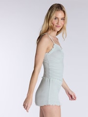 Boux Avenue Green Stripe Rib Cami & Short Pyjamas Set - Image 3 of 5