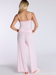 Boux Avenue Pink Rib Cami and Bow Floral Print Pyjamas Set - Image 3 of 5