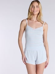 Boux Avenue Blue Pointelle Stripe Cami & Short Pyjamas Set - Image 1 of 5
