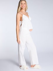 Boux Avenue Broderie 100% Cotton White Cami & Pant Pyjamas Set - Image 2 of 5