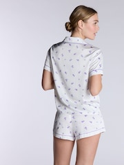Boux Avenue Luxe Satin Floral Print Short White Pyjamas Set - صورة 2 من 5