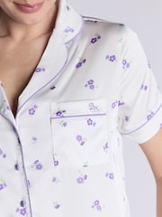Boux Avenue Luxe Satin Floral Print Short White Pyjamas Set - صورة 5 من 5