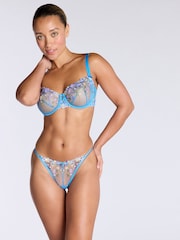 Boux Avenue Blue Fleur Floral Embroidered Thong - Image 2 of 4