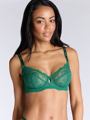 Boux Avenue Green Gracey Sheer Lace Unpadded Balconette Bra - Image 1 of 8