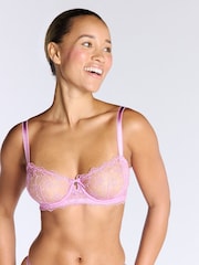 Boux Avenue Pink Bryony Lace Unpadded Balconette Bra - Image 1 of 3