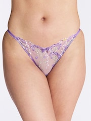 Boux Avenue Purple Flora Tanga Floral Embroidered Briefs - Image 1 of 4