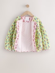 Lime Green Floral Print Quilted Jacket (3-16yrs) - Image 3 of 6